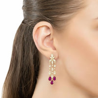 Duchess Ruby Drop Earrings Gold-2