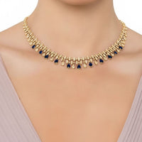 Duchess Sapphire Statement Necklace Gold-3