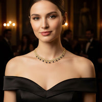 Duchess Sapphire Statement Necklace Gold-1