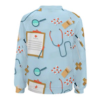 Women's Blue Nursing Sweatshirt Fun Healthcare Crewneck Pullover