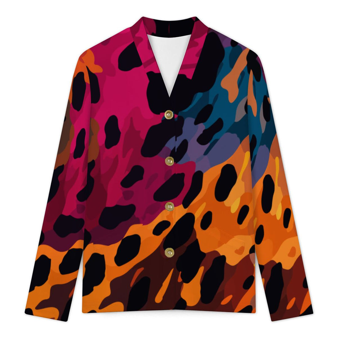 Multi Colour Leopard Print Buttoned Cardigan