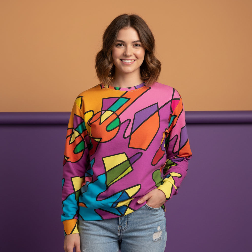 Abstract Print Sweater | Aesthetic Artistic Pattern Unisex Pullover