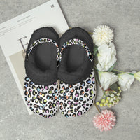 Multi Color Leopard Print White Base Lined Clogs