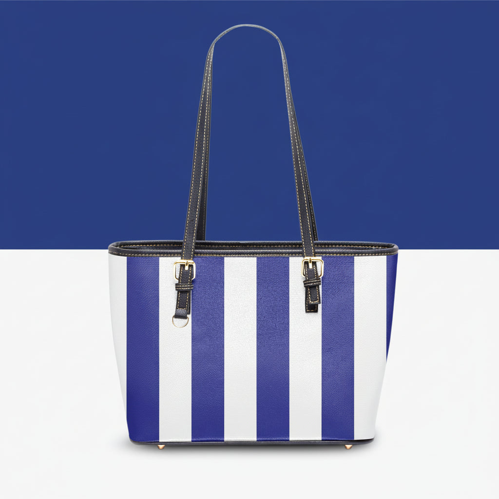 Blue White Striped Handbag | Blue Leather Handbag