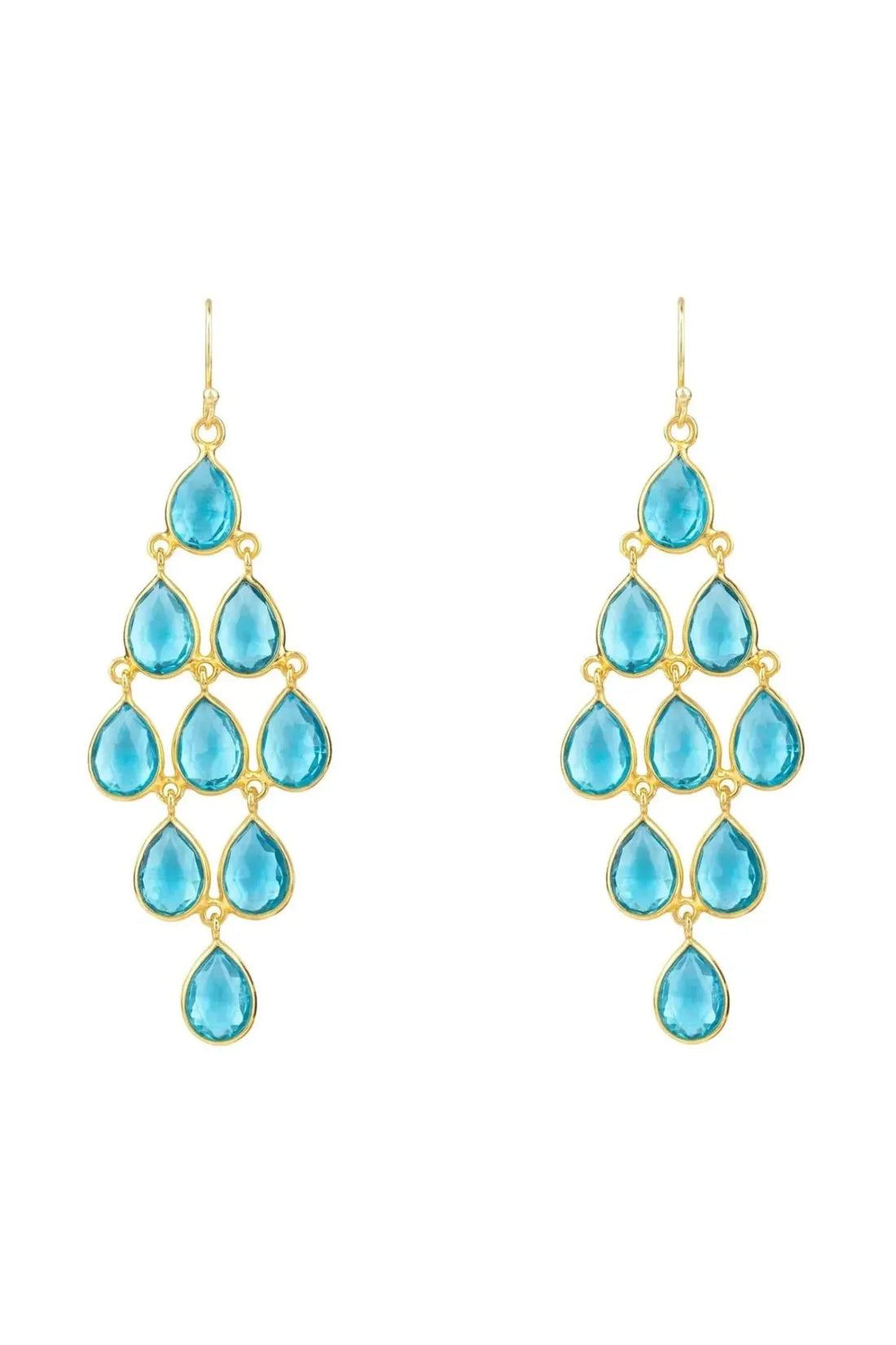 Erviola Gemstone Cascade Earrings Gold Blue Topaz-0