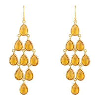 Erviola Gemstone Cascade Earrings Gold Citrine-0