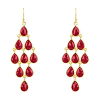 Erviola Gemstone Cascade Earrings Gold Garnet-0