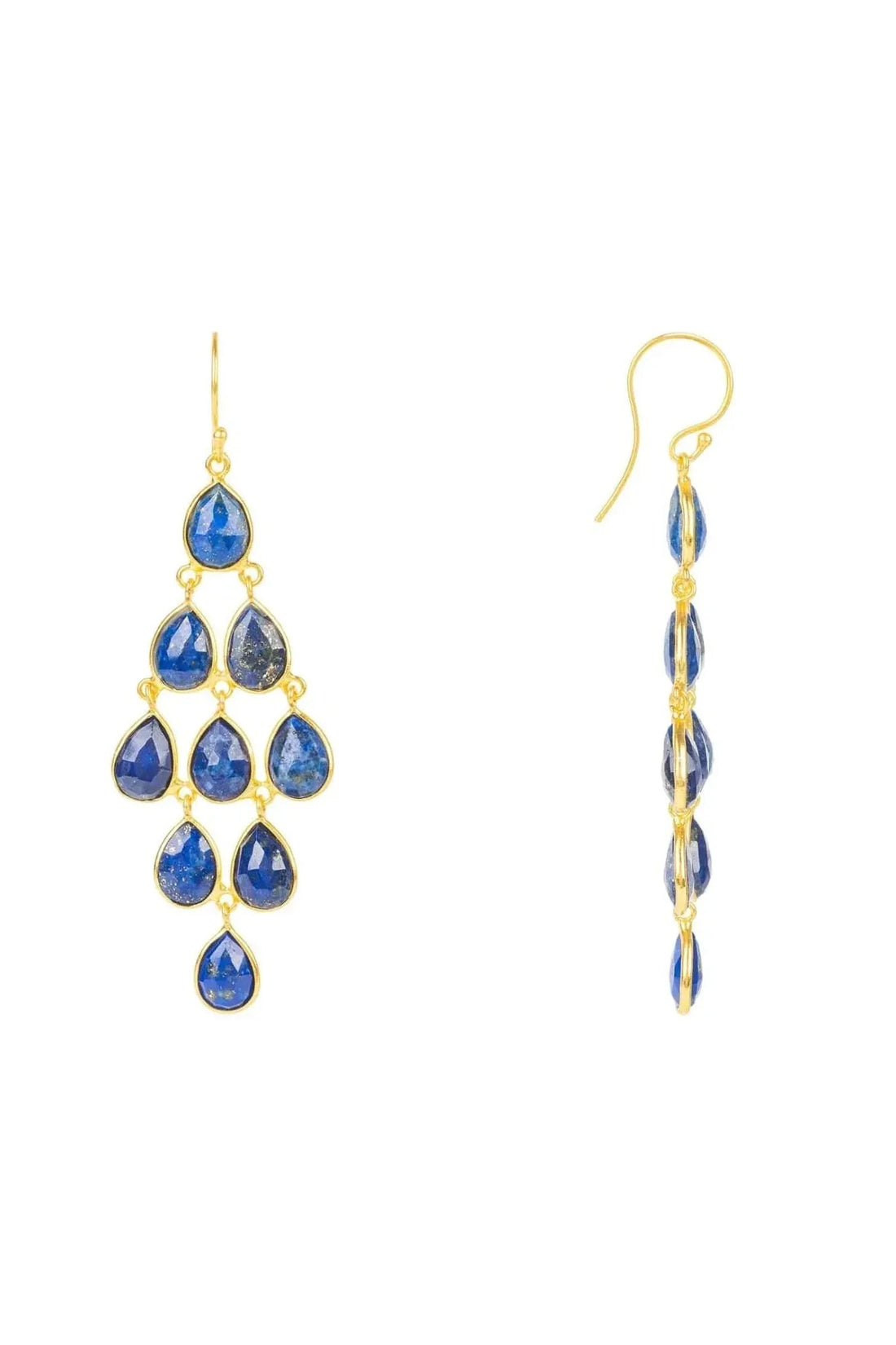 Erviola Gemstone Cascade Earrings Gold Lapis Lazuli-2