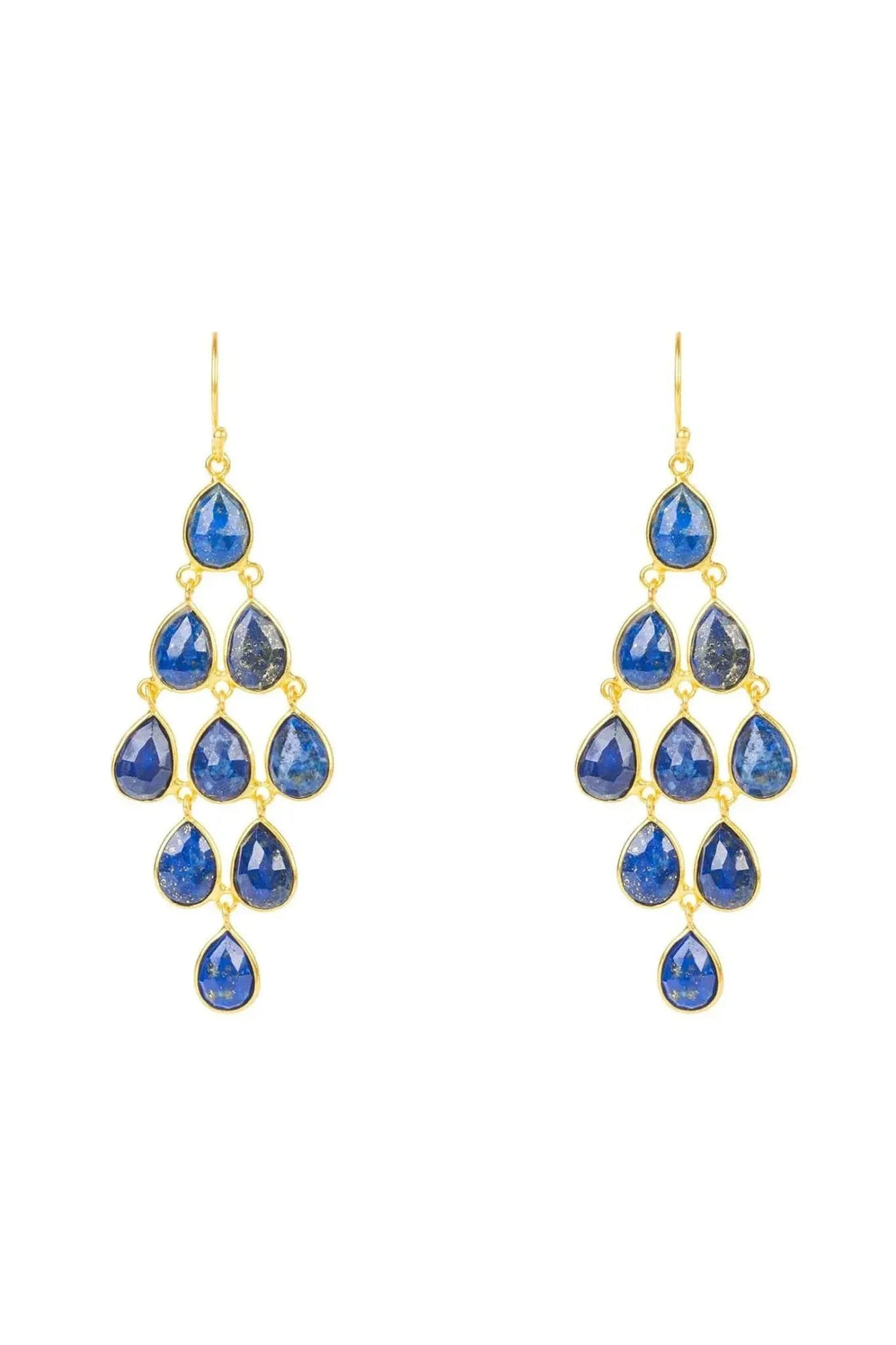 Erviola Gemstone Cascade Earrings Gold Lapis Lazuli-0