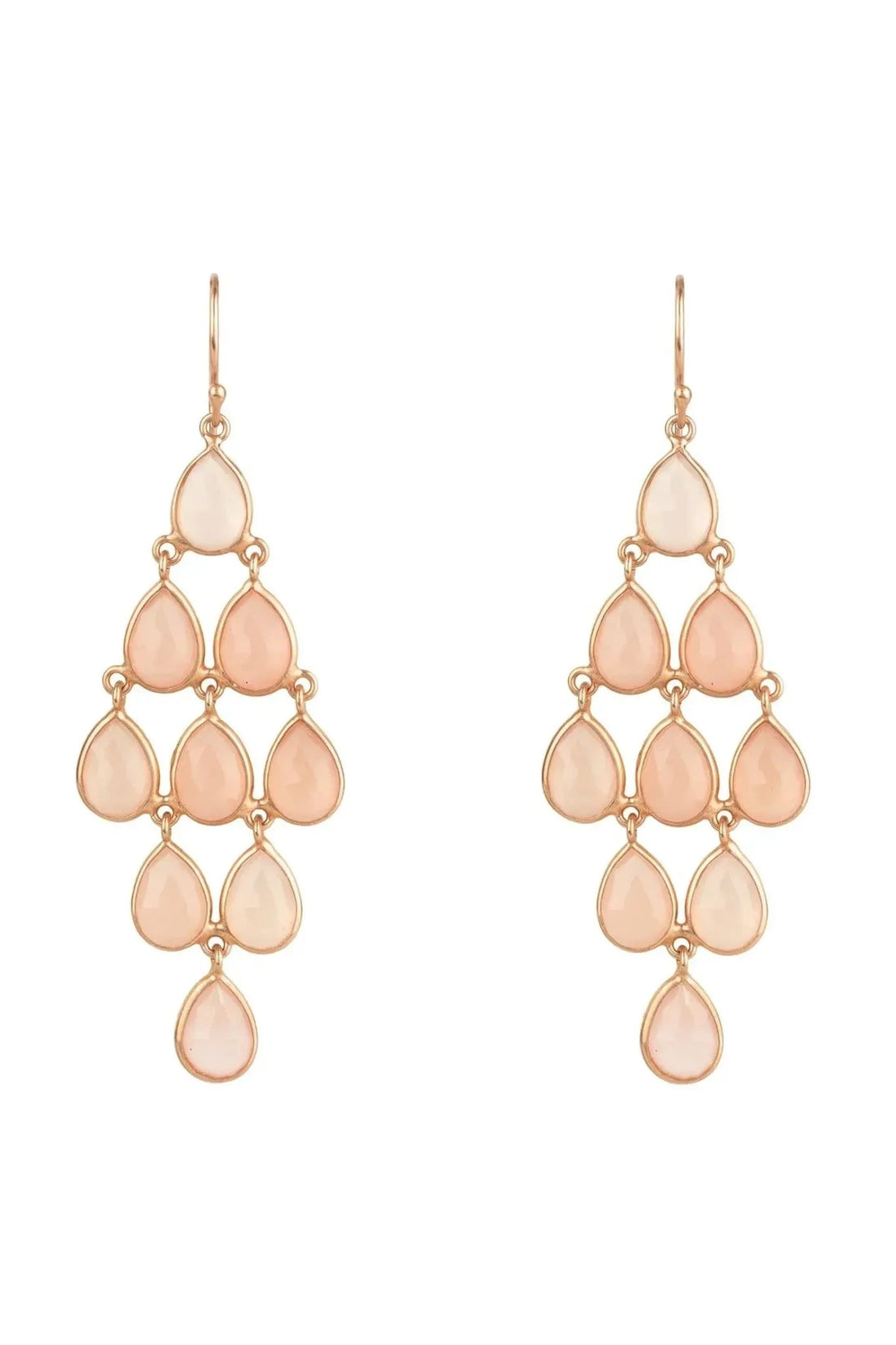 Erviola Gemstone Cascade Earrings Rose Gold Rose Quartz-0