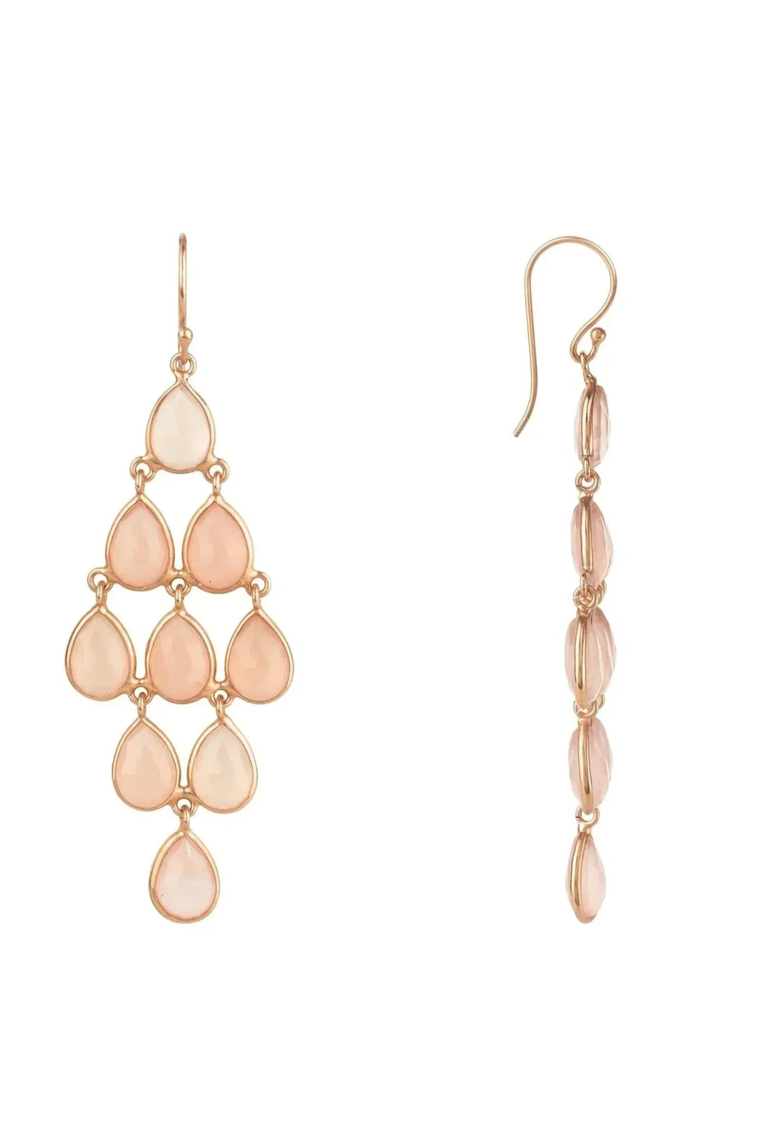 Erviola Gemstone Cascade Earrings Rose Gold Rose Quartz-2
