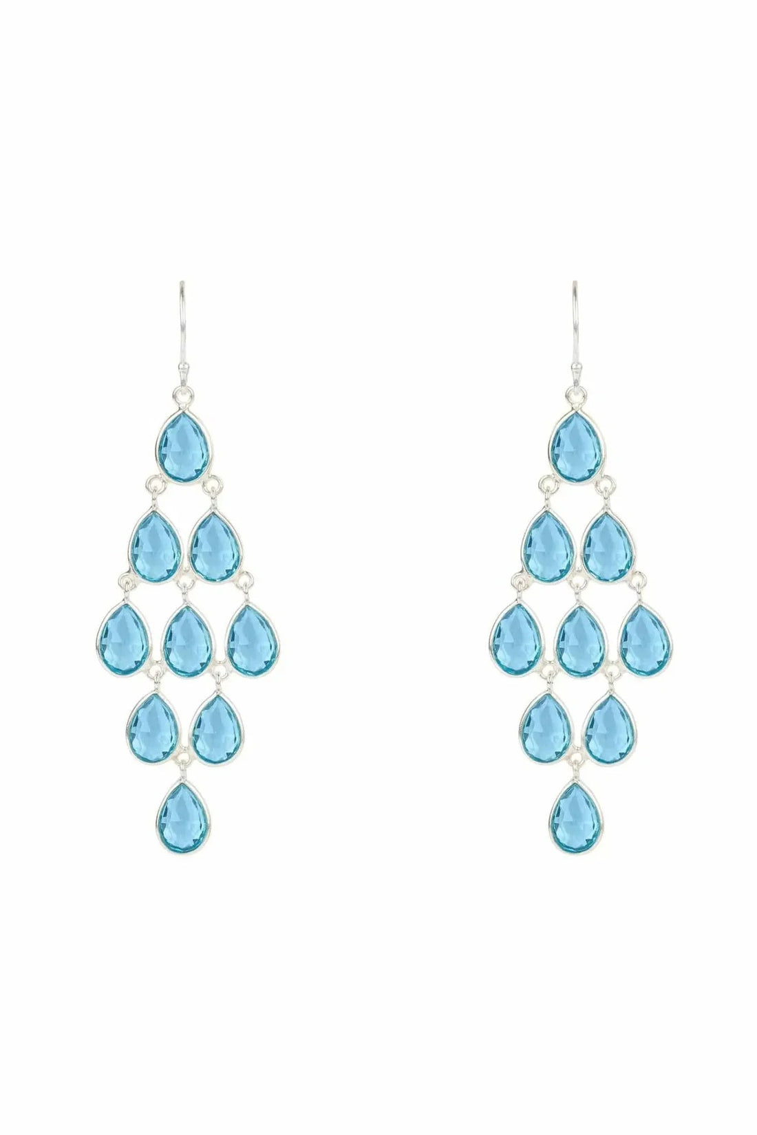 Erviola Gemstone Cascade Earrings Silver Blue Topaz Hydro-0