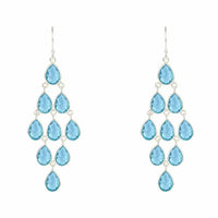Erviola Gemstone Cascade Earrings Silver Blue Topaz Hydro-0