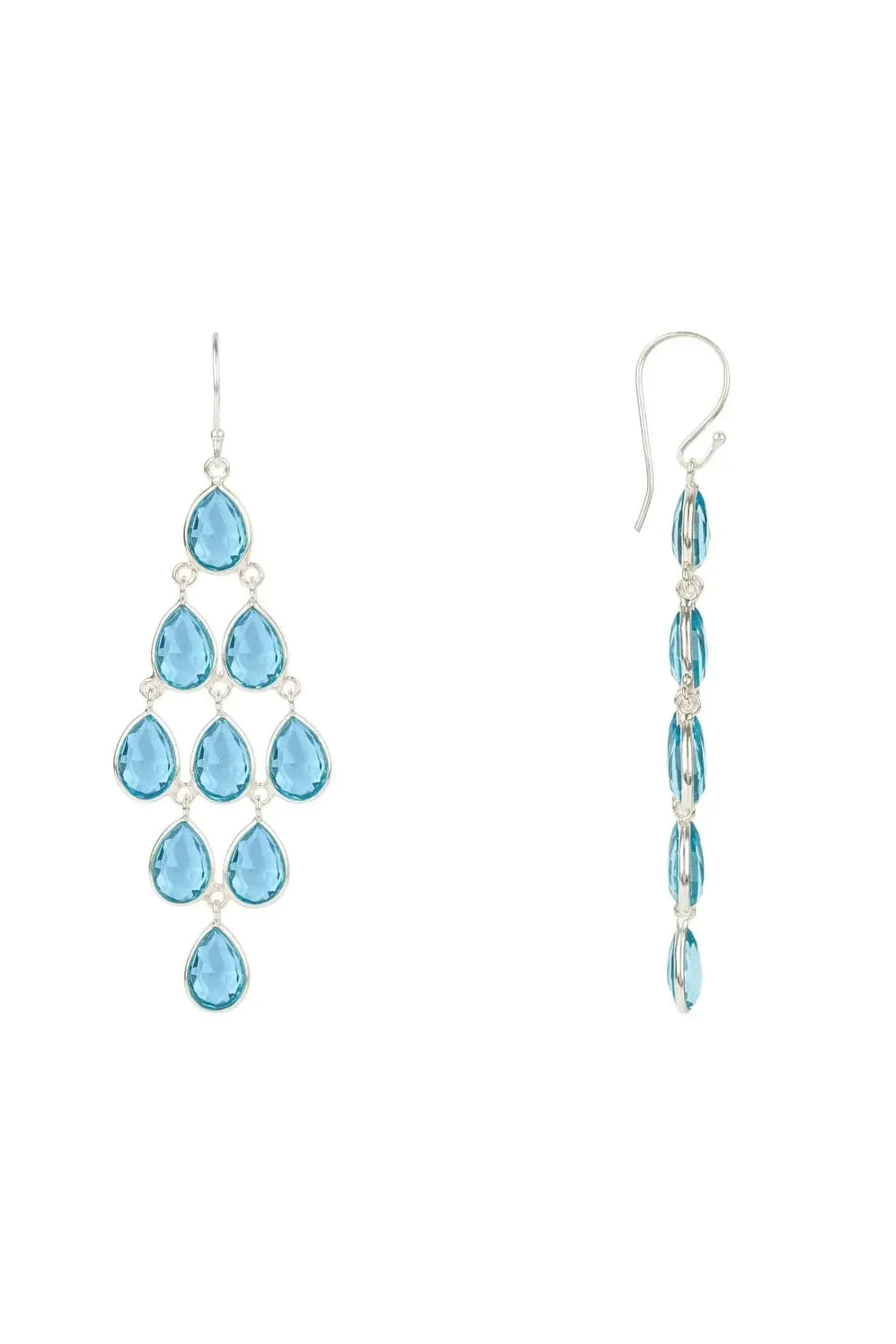 Erviola Gemstone Cascade Earrings Silver Blue Topaz Hydro-2