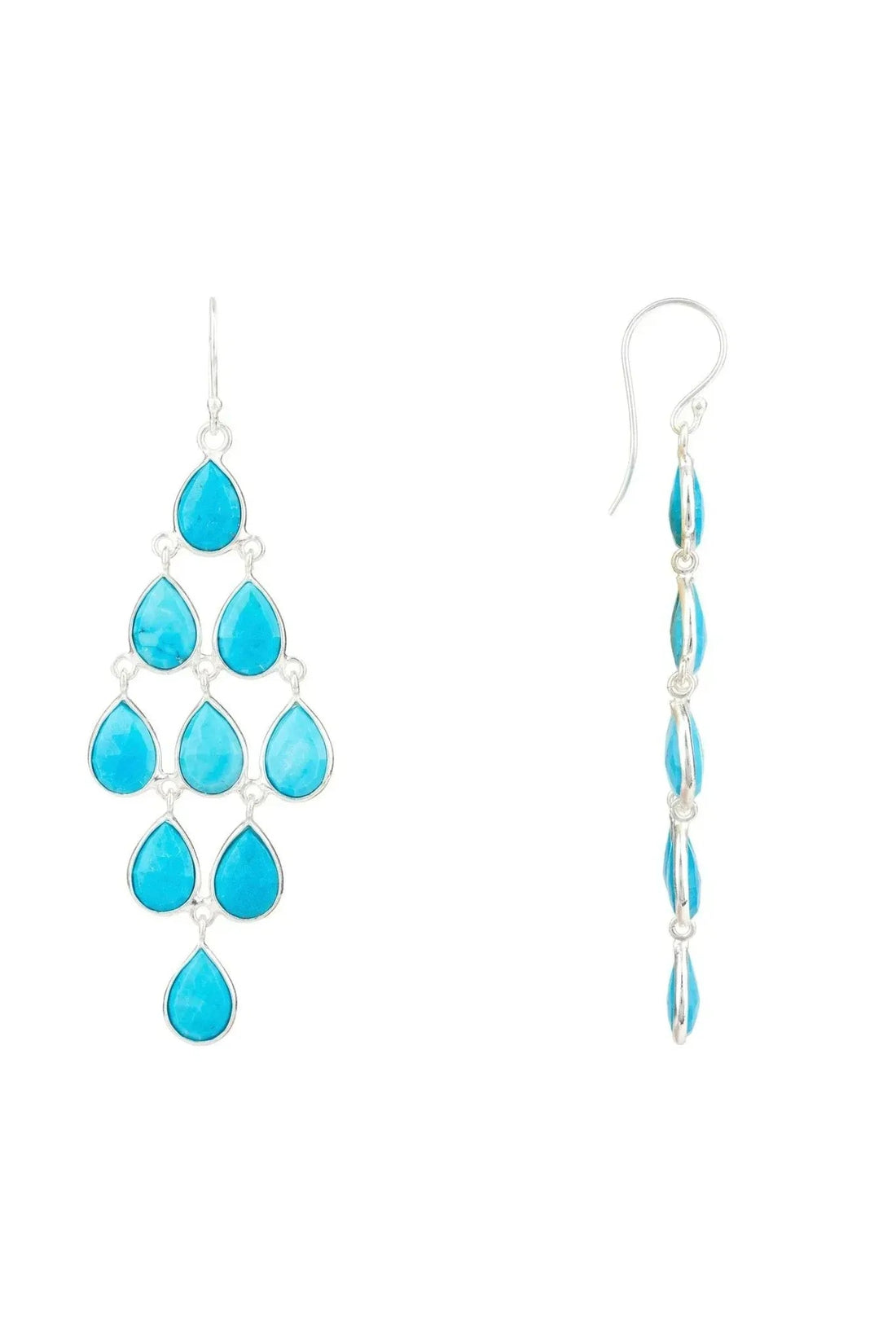 Erviola Gemstone Cascade Earrings Silver Turquoise-3