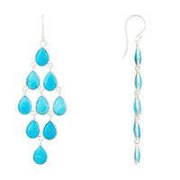 Erviola Gemstone Cascade Earrings Silver Turquoise-3