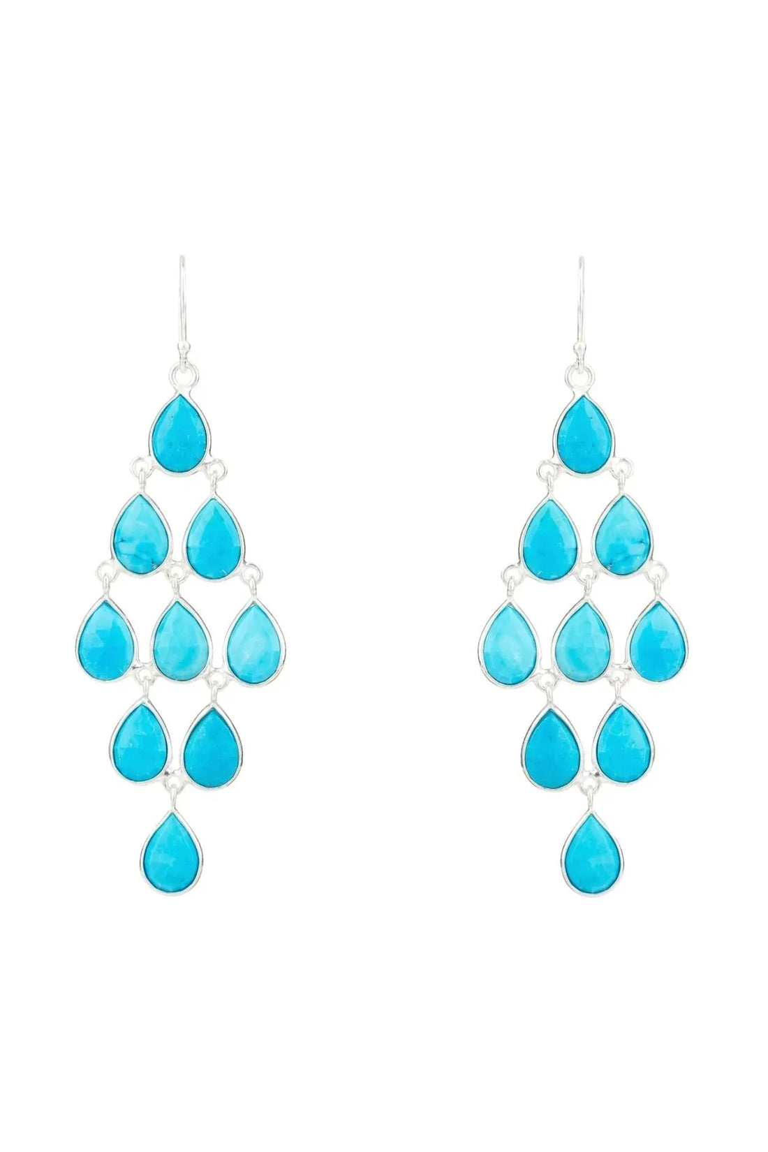 Erviola Gemstone Cascade Earrings Silver Turquoise-0