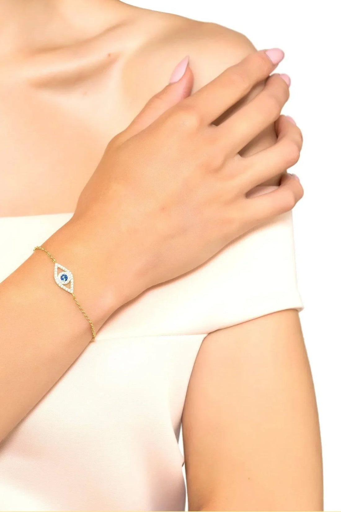 Evil Eye Elliptical Bracelet Blue Rosegold-1