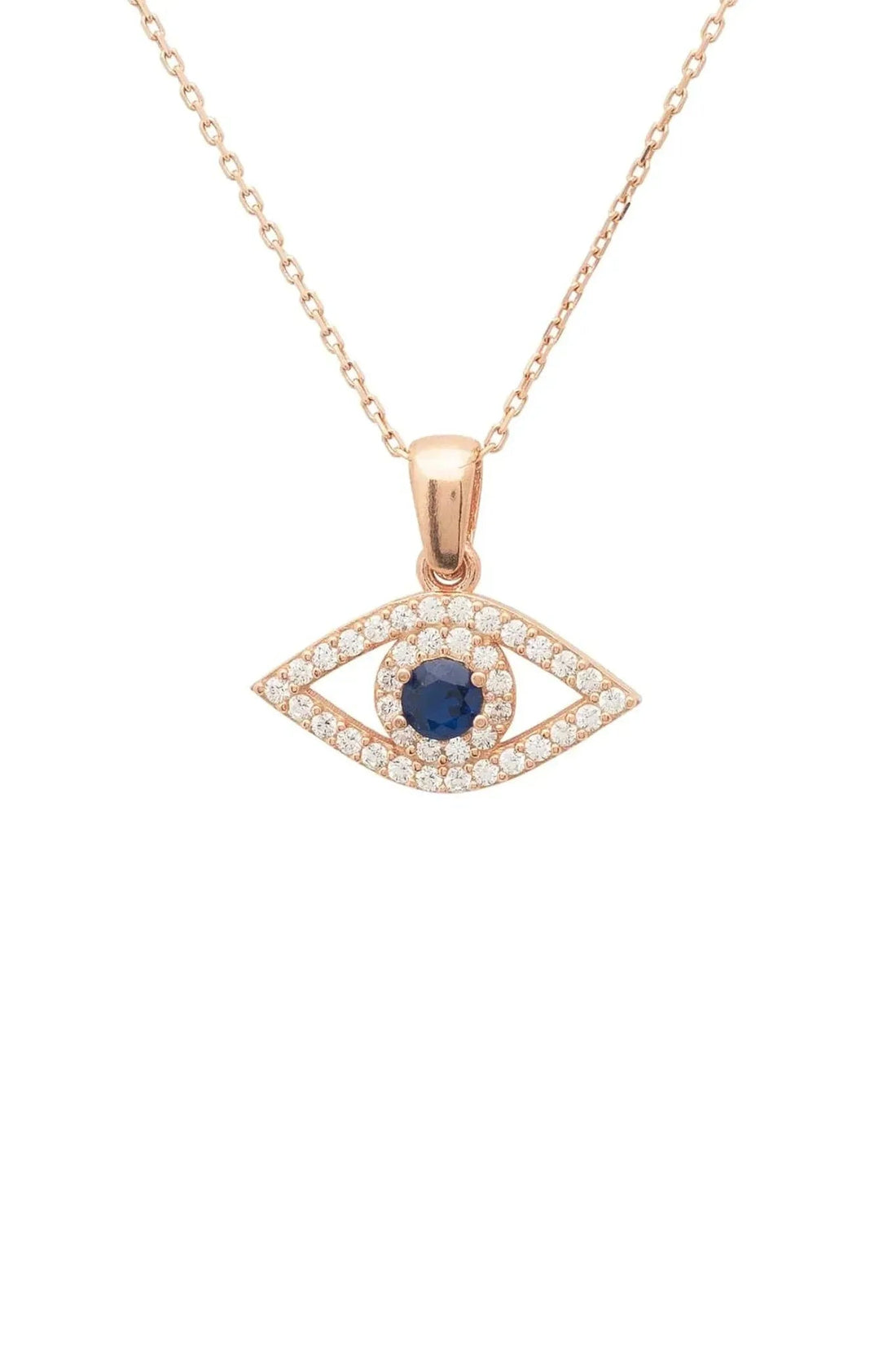 Evil Eye Elliptical Necklace Blue Rosegold-0