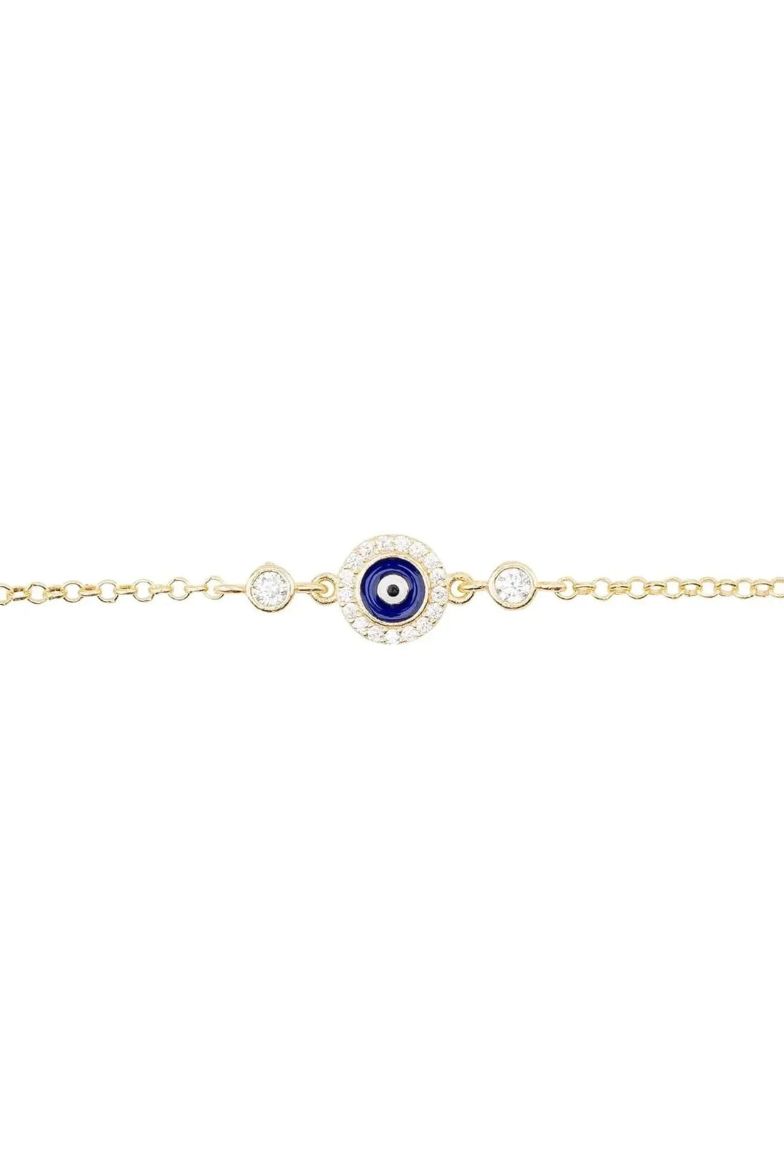 Evil Eye Enamel Dark Blue Bracelet Gold-2
