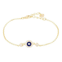 Evil Eye Enamel Dark Blue Bracelet Gold-0