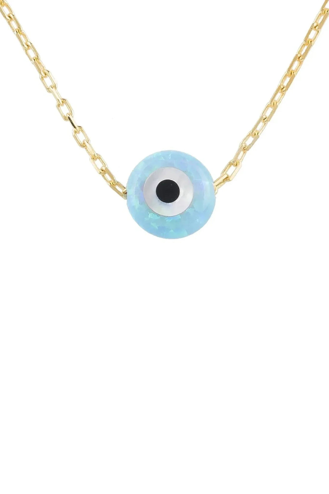 Evil Eye Mini Opalite Pendant Necklace Gold-0