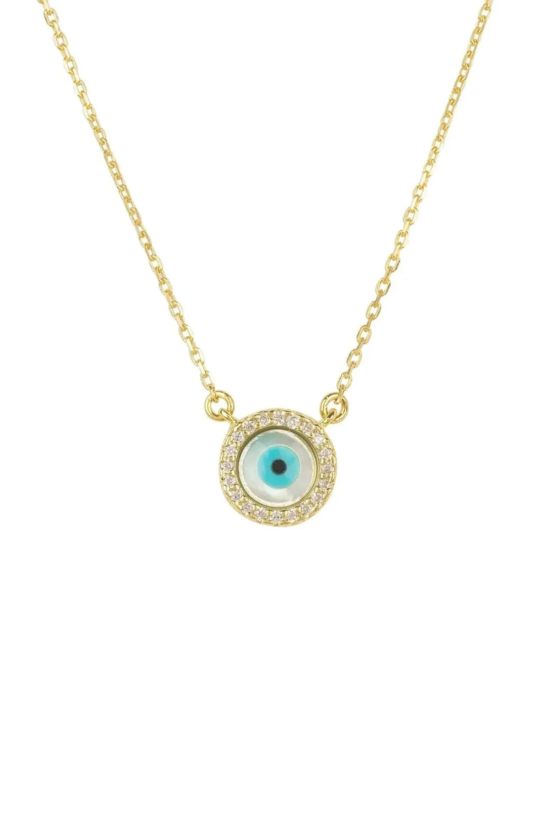 Evil Eye Mother Of Pearl Necklace Cz Gold-0