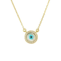 Evil Eye Mother Of Pearl Necklace Cz Gold-0