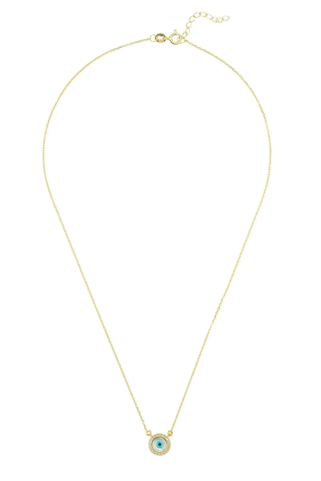 Evil Eye Mother Of Pearl Necklace Cz Gold-3