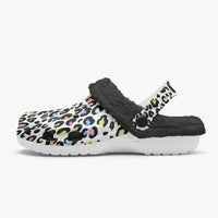 Multi Color Leopard Print White Base Lined Clogs