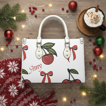 Leather Tote Bag, PU Personalized Festive Christmas Womens Bag, Waterproof for Travel, Large Handbag