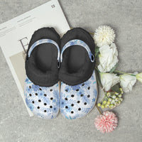 Blue Floral Adult Fluffy Clogs