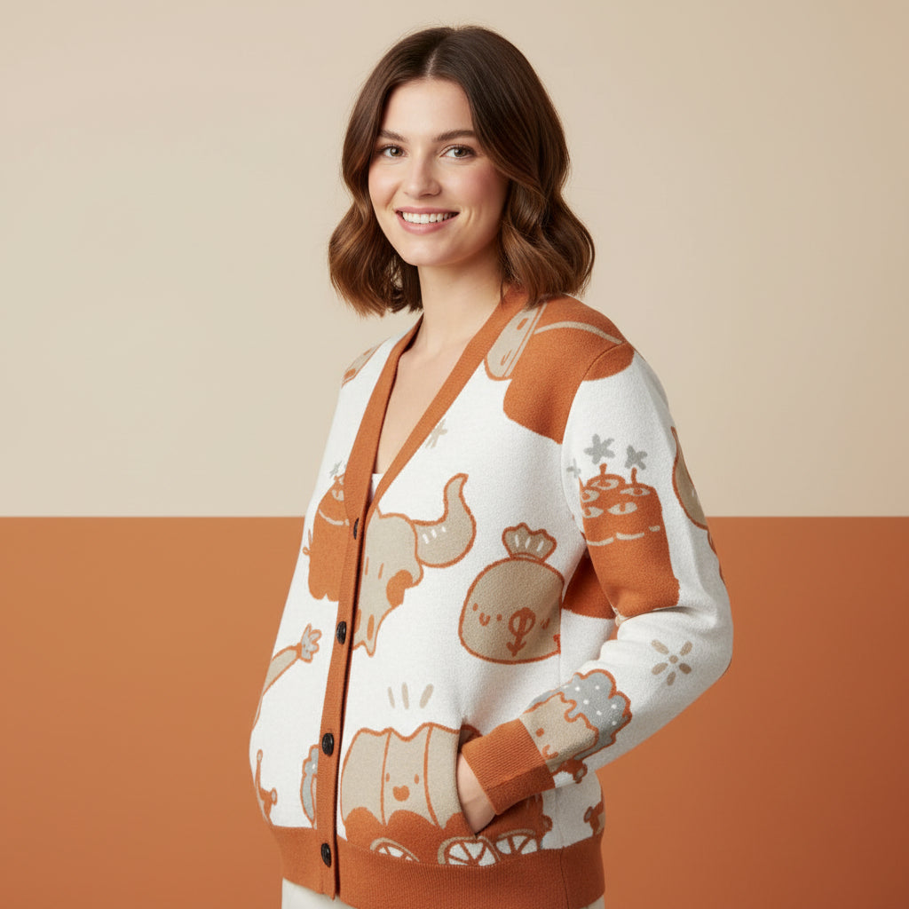 Western Cardigan | Unisex Aesthetic Cowboy Jacquard Knit