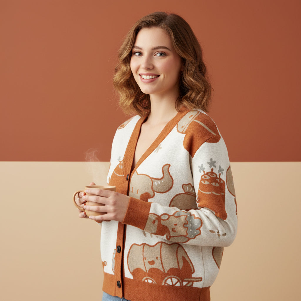 Western Cardigan | Unisex Aesthetic Cowboy Jacquard Knit