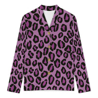 Purple Leopard Print Buttoned Cardigan