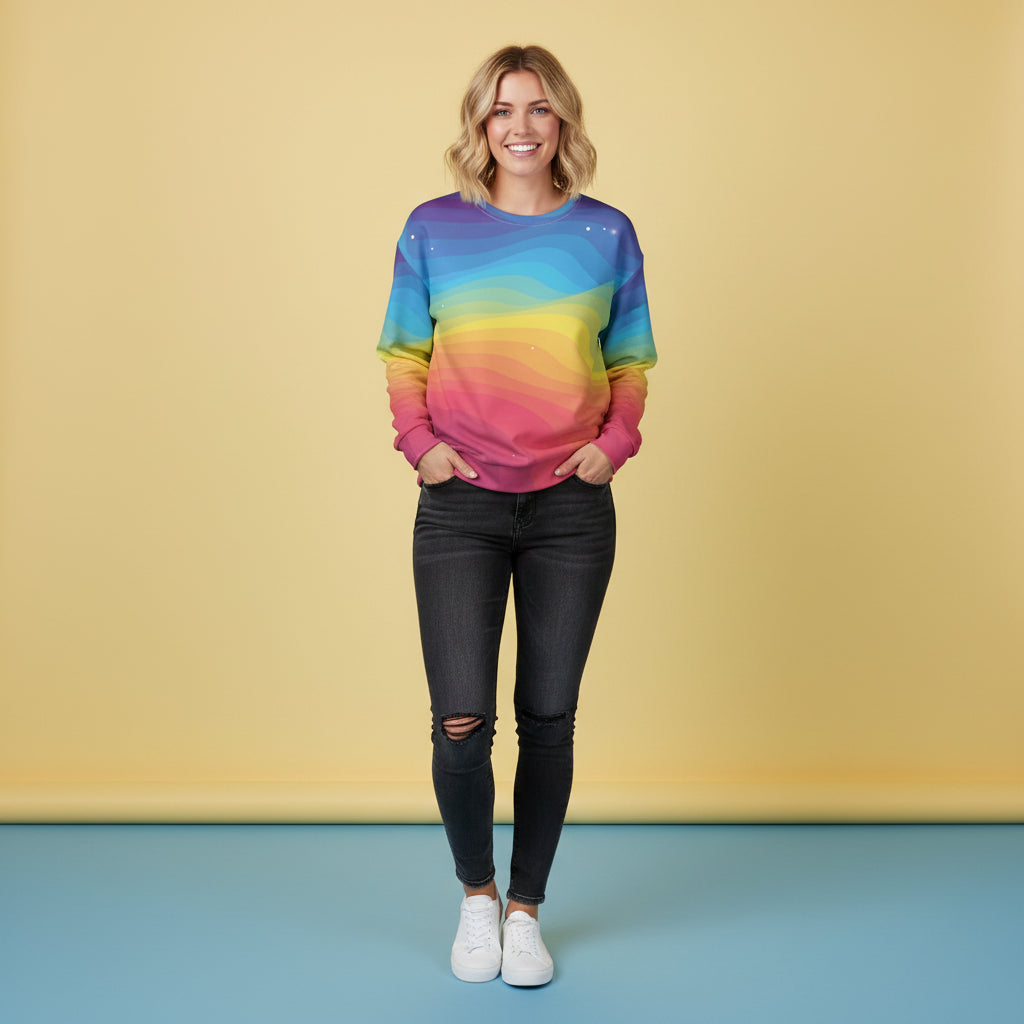 Rainbow Pattern Sweater | Aesthetic Colorful Striped Unisex Pullover