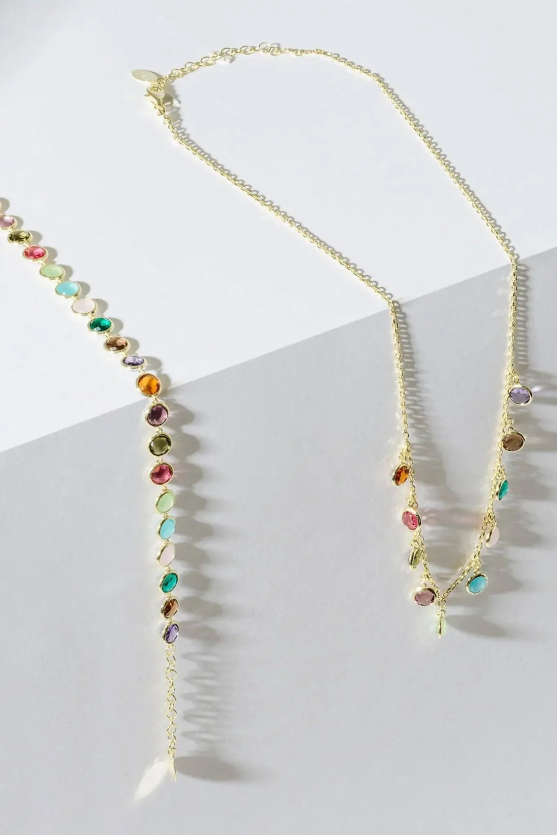 Florence Multi Coloured Gemstone Necklace Gold-3