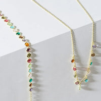 Florence Multi Coloured Gemstone Necklace Gold-3