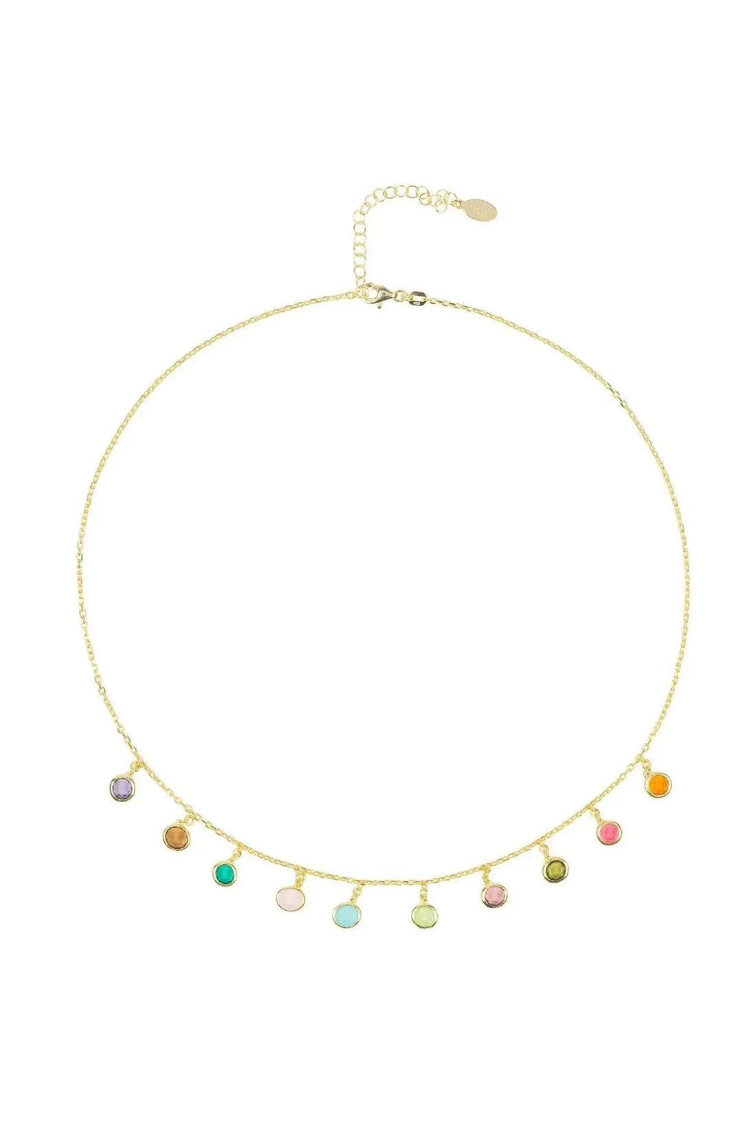 Florence Multi Coloured Gemstone Necklace Gold-2