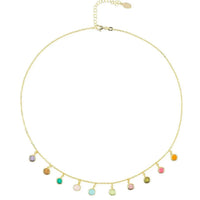 Florence Multi Coloured Gemstone Necklace Gold-2