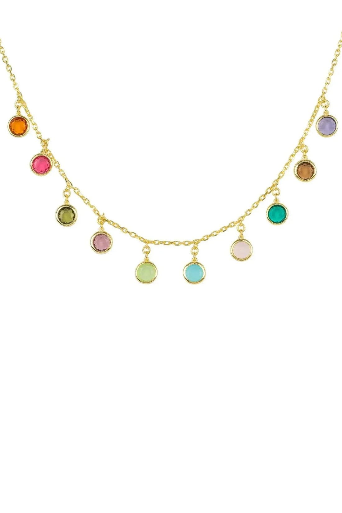 Florence Multi Coloured Gemstone Necklace Gold-0
