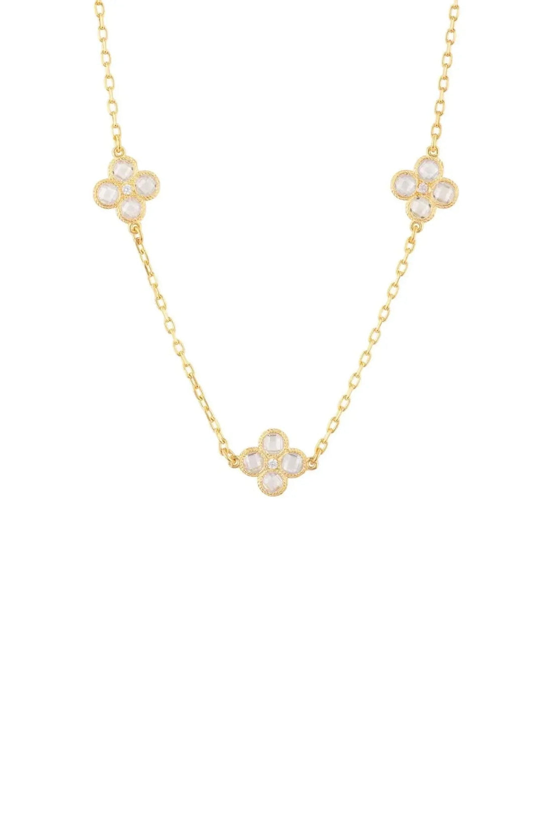 Flower Clover Triple Choker Necklace Gold-0