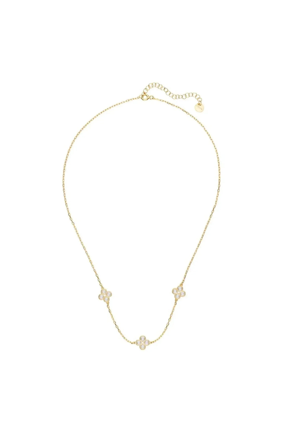 Flower Clover Triple Choker Necklace Gold-2