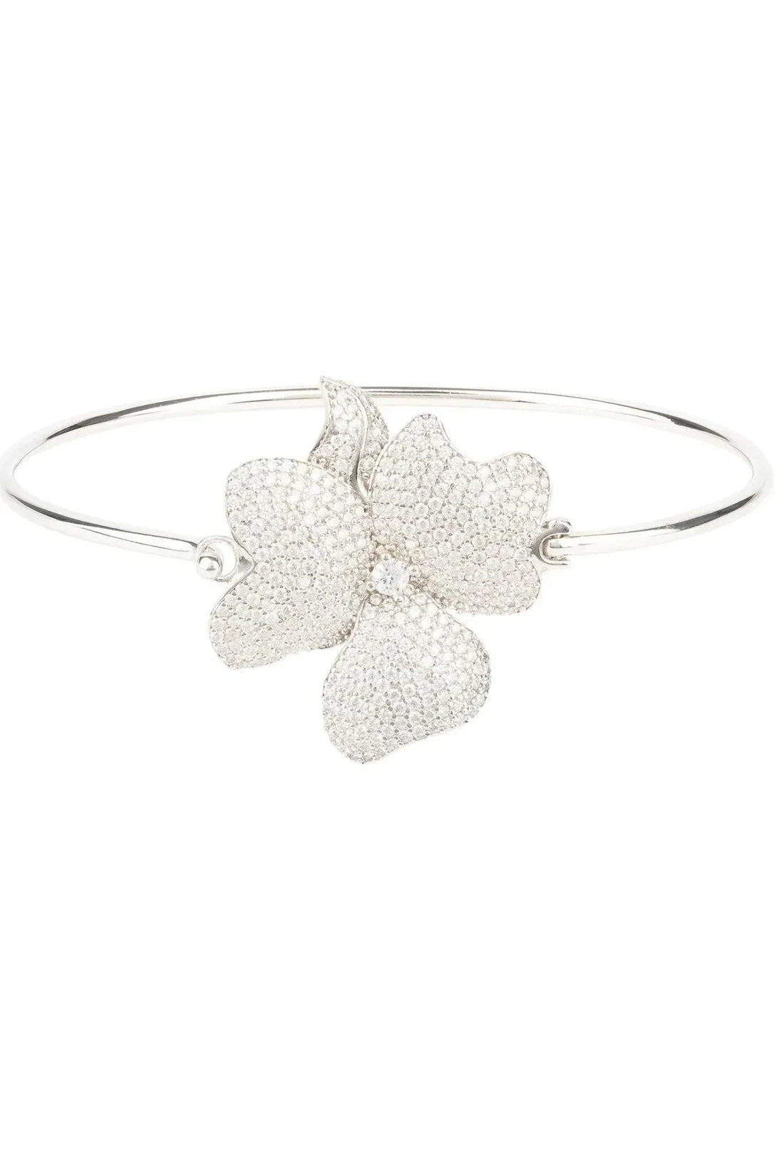 Flower Large Statement Cuff Bracelet Silver-0