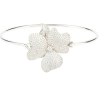 Flower Large Statement Cuff Bracelet Silver-0