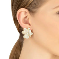 Flower Large Stud Earrings Gold-1