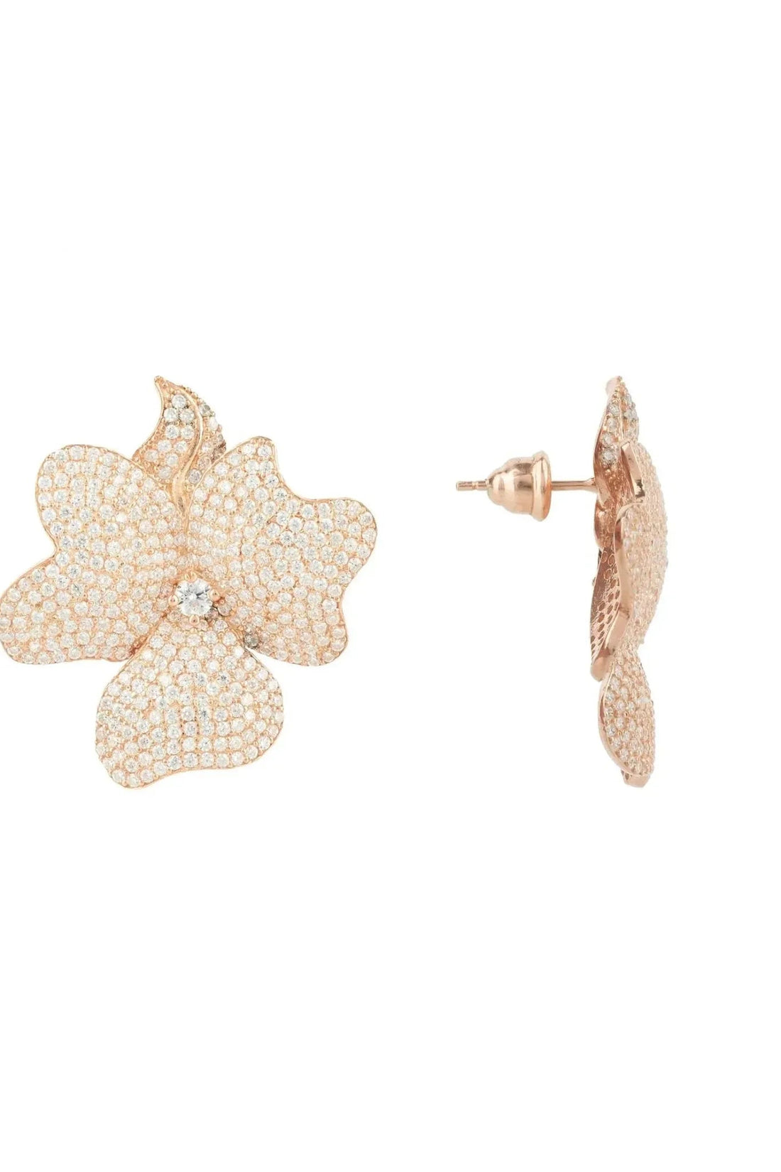 Flower Large Stud Earrings Rose Gold-2