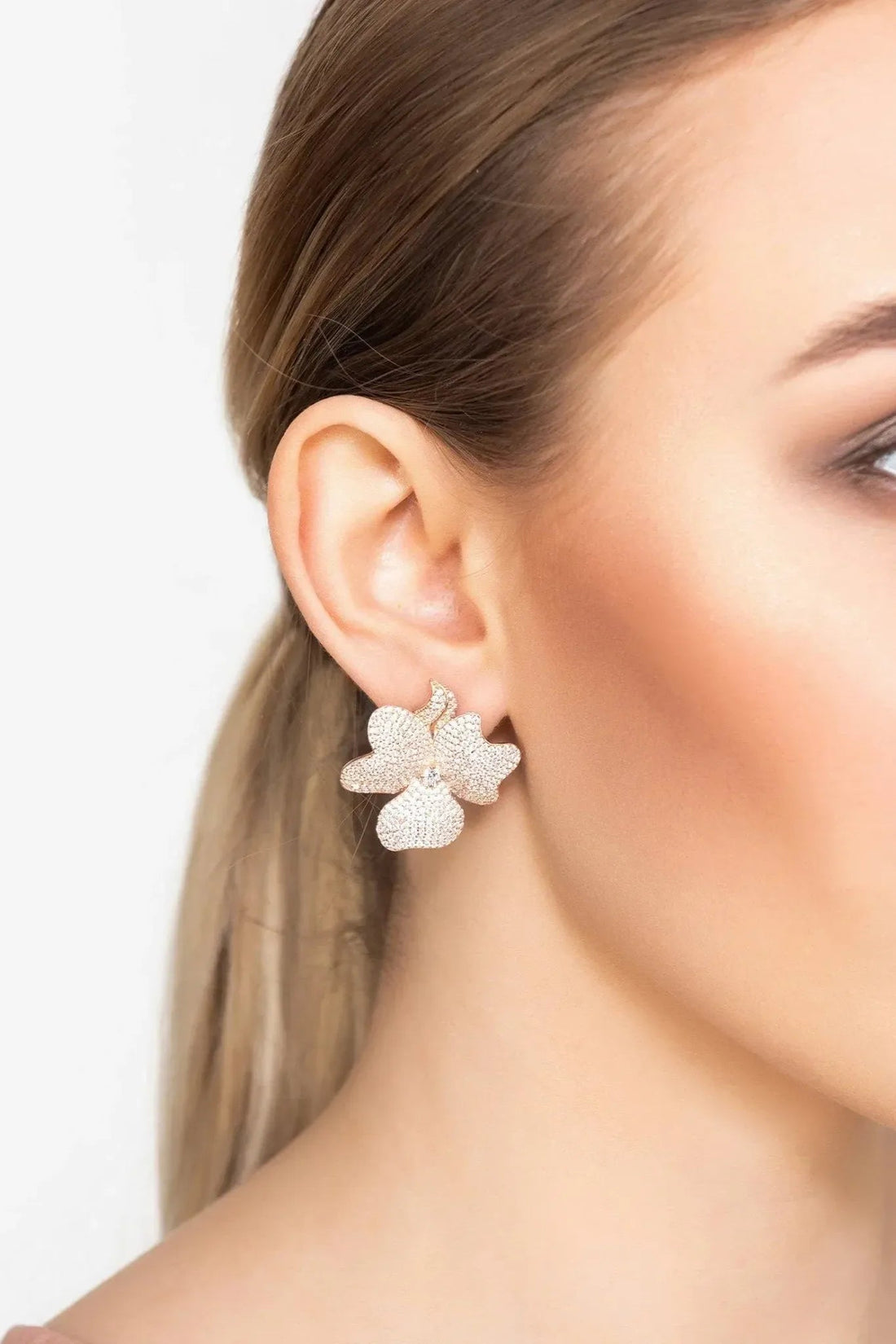 Flower Large Stud Earrings Rose Gold-1