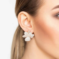 Flower Large Stud Earrings Rose Gold-1