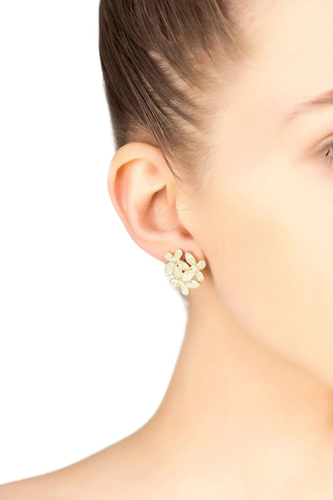 Flowers Large Stud Earrings Rosegold-2